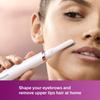 Philips Touch-up Womens Eyebrow & Facial Hair Trimmer | Portable Precision Groomer | Gentle Hair Remover for Eyebrows, Upper Lip, Chin & Sidelocks | HP6388,White view 2