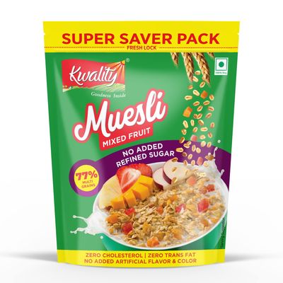 KWALITY Rcb Muesli Mixed Fruit Super Saver Pack 700G | Mixed Fruit | Zero Cholesterol & Trans Fat | No Added Refined Sugar | Healthy Food & Breakfast Cereal