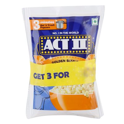 Act II Instant Popcorn - Golden Sizzle, 60g (Pack of 3)