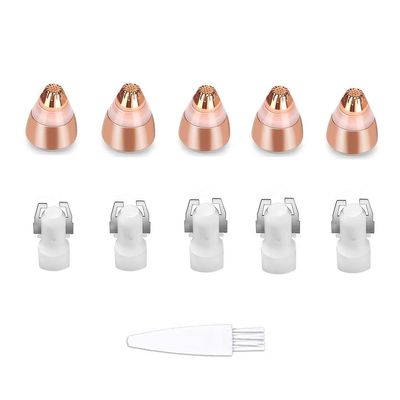 MXiiXM FOUUA Flawless Replacement Heads For Women Painless Eyebrow Hair Remover Trimmer Blades, Perfect Touch&Smooth Finishing, With Cleaning Brush, As Seen On Tv, Rose Gold (5Pcs)