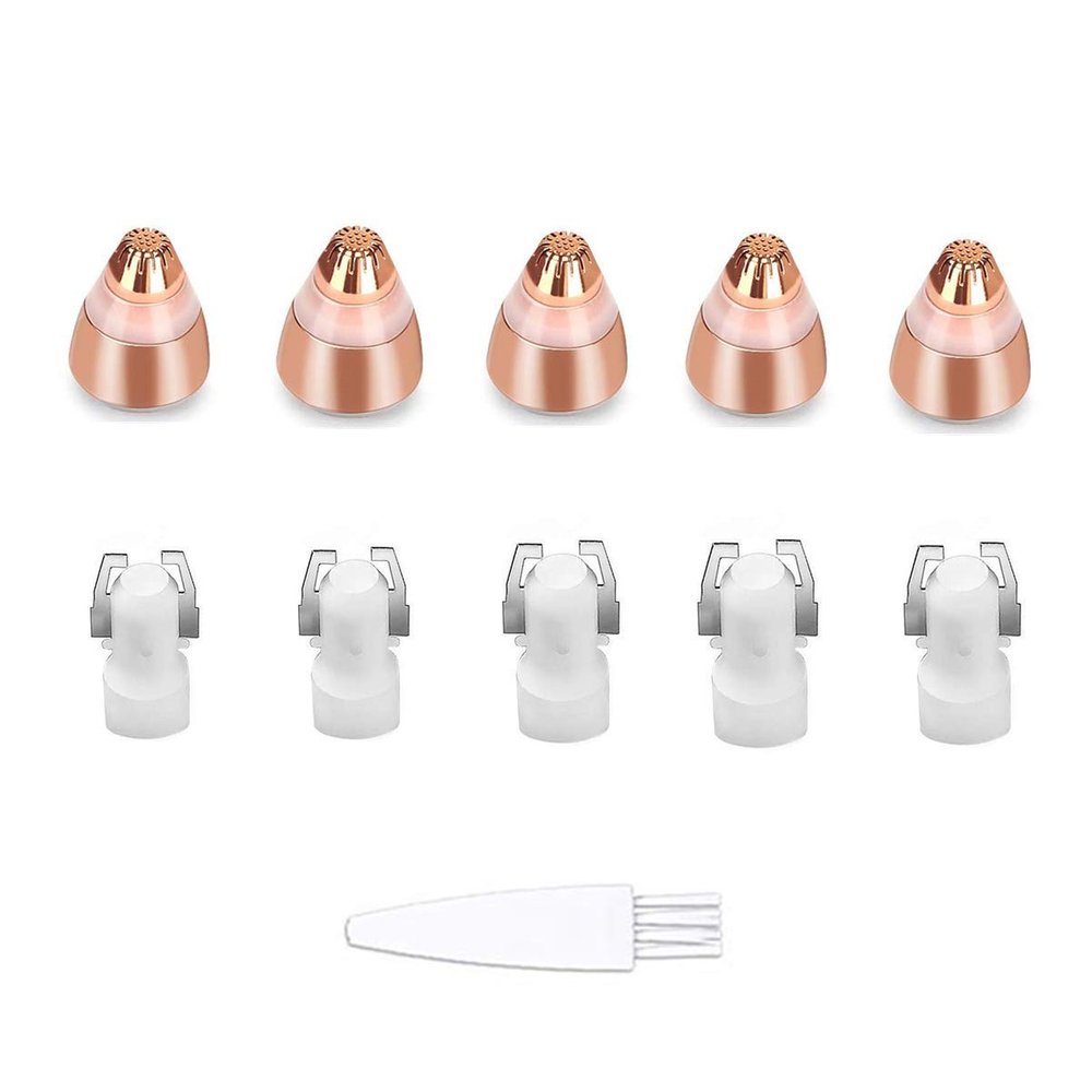 MXiiXM FOUUA Flawless Replacement Heads For Women Painless Eyebrow Hair Remover Trimmer Blades, Perfect Touch&Smooth Finishing, With Cleaning Brush, As Seen On Tv, Rose Gold (5Pcs)