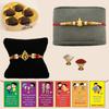 BOGATCHI AC-13 Rakhi for Brother with Chocolates, Designer Rakhi, Gold Rakhi, Rakhi Set of 2, Rakhi for Brother Combo, Rakhi for Brother with Gift, with Card and Roli-Chawal view 1