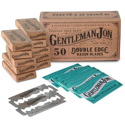 Gentleman Jon Platinum Double Edge Razor Blades | 50 Pack (12 months supply) | Swedish Stainless Steel | Safety Razor Blades