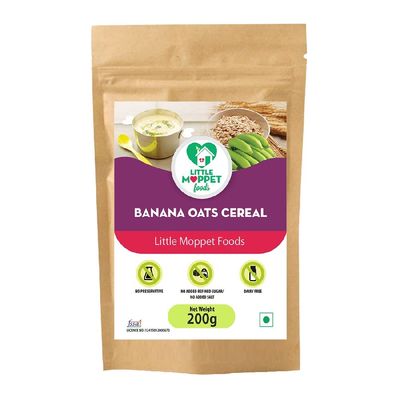 Little Moppet Foods Banana Oats Cereal  200g | No Additives and Preservatives | Free from Added Salt and Sugar | Made with Oats and Sundried Raw Kerala Nendran Banana |