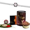 DeoDap Multicolor Bracelet/ Rakhi (K1_A29_CD) & Effete Chocolate Delight with Silver Color Pooja Coin, Roli Chawal & Greeting Card, Occasion, Rakhi for brother with gift, Rakhi with chocolate, rakhi combo for brother, Set of 1 Rakhi, Rakhi Chocolate  view 3