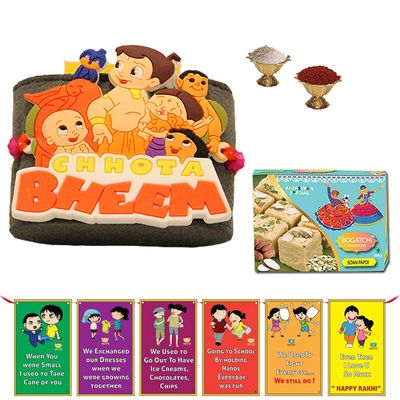 BOGATCHI Kida-7 Rakhi for Kids, Rakhi for Brother with Sweets, Rakhi Sweets Hamper, Rakhi Set with Sweets, 200g