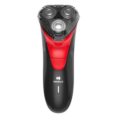 Havells Male RS7005-3 Head Rotary Shaver with Built in Pop-Up Trimmer for Wet & Dry Shave; IPX7 Waterproof; Protection from Cuts (Black & Red)