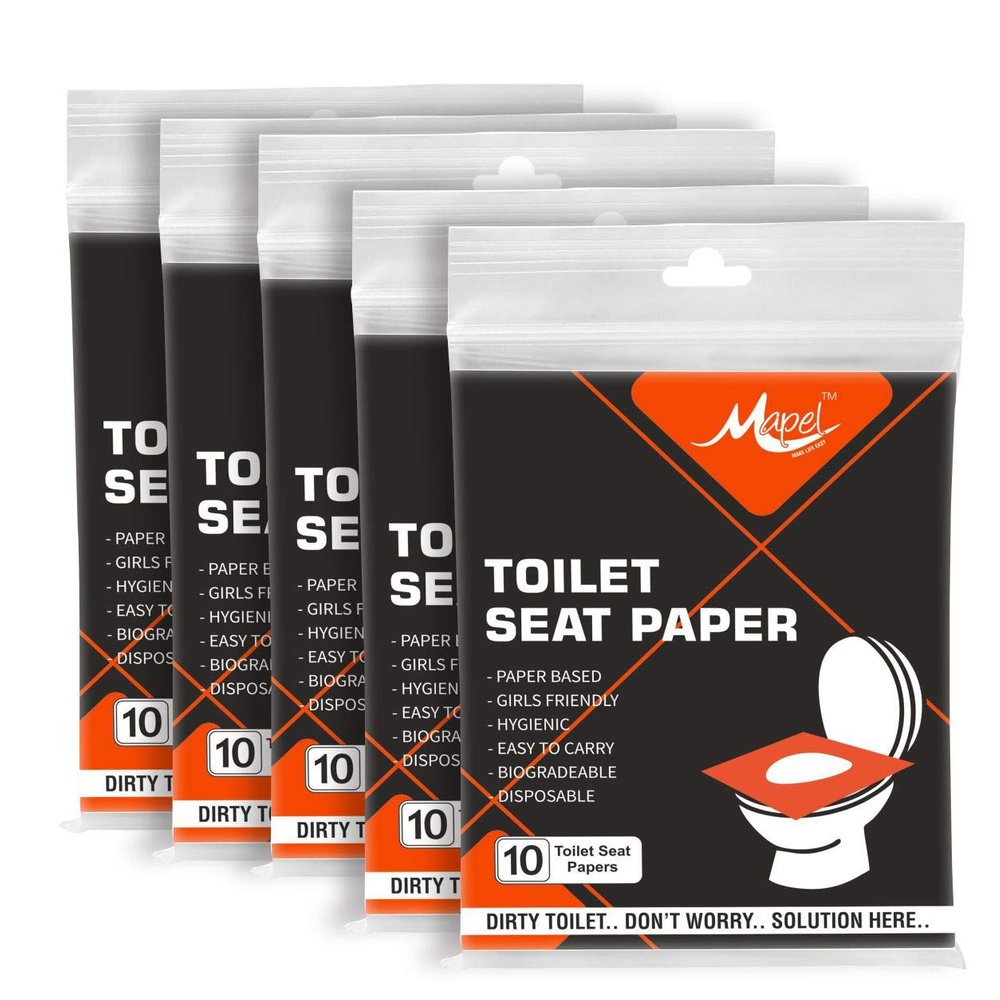 Mapel Disposable Seat Paper Cover Pack of 5 Pack (50 sheets) Easy to Dispose, Nature Friendly