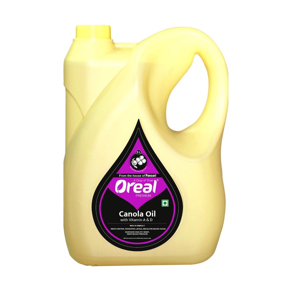 Oreal Premium Pure Canola Oil | 5 Litre| Healthiest Cooking Oil | Rich in Omega-3 and Omega-6 | Improve in Metabolisms & Keeps Active | Preservative Free & Suitable for all Ages