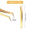3 Pieces Volume Tweezers Eyelash Extension Tweezers Curved Tip False Lash Tweezers Stainless Steel Precision Tweezers for Individual and 3D 6D Volume Eyelash Extension (Gold) view 2