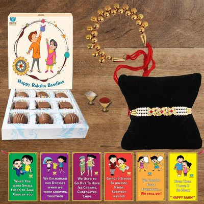 BOGATCHI LUM-4 Rakhi for Brother and bhabhi with Chocolate, Rakhi for Bhai and Bhabhi, Premium Lumba Rakhi Set, Lumba Rakhi Combo, Rakhi Lumba Set, Bhaiya- Bhabhi Rakhi Set with Chocolates 90g