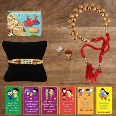 BOGATCHI LUBb-13 Rakhi for Brother and bhabhi with Sweet, Rakhi for Bhai and Bhabhi, Premium Lumba Rakhi Set, Lumba Rakhi Combo, Rakhi Lumba Set, Bhaiya- Bhabhi Rakhi Set with Sweets 200g