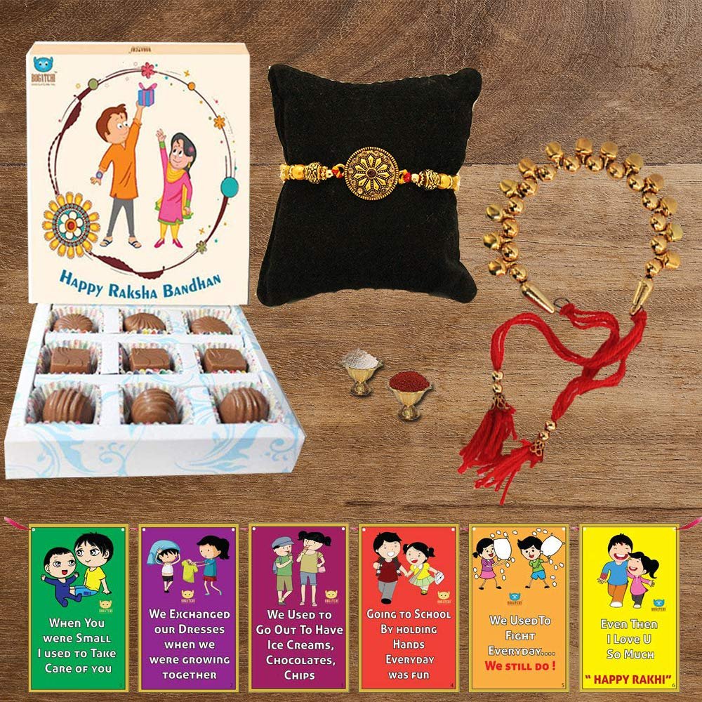 BOGATCHI LUMa-17 Rakhi for Brother and bhabhi with Chocolate, Rakhi for Bhai and Bhabhi, Premium Lumba Rakhi Set, Lumba Rakhi Combo, Rakhi Lumba Set, Bhaiya- Bhabhi Rakhi Set with Chocolates 90g