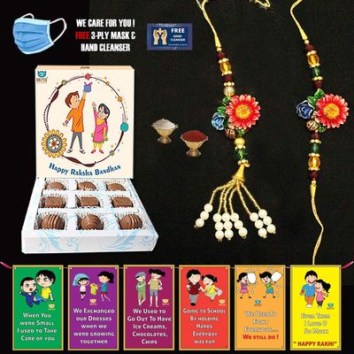 BOGATCHI LUMa-6 Rakhi for Brother and bhabhi with Chocolate, Rakhi for Bhai and Bhabhi, Premium Lumba Rakhi Set, Lumba Rakhi Combo, Rakhi Lumba Set, Bhaiya- Bhabhi Rakhi Set with Chocolates 90g