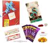 Almoda Creations Rakhi Cards for Brother (2 Rakhi, Rakhi Greeting Card, 5 Cadbury Chocolates, Tilak Pouch & Kalawa Roll, Rakhi Gift Wrapping & Custom Rakhi Message) view 1