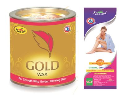 BEE ONE Natural Gold Wax for Smooth Silky Glowing Skin with 80 Disposable Long Hair Removal Strips for Longer Lasting Smoothness