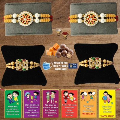 BOGATCHI C4Ca-13 Rakhi for Brother with Chocolate, Rakhi Set of 4, Premium Rakhi Set of 4 with Chocolates, 4 Rakhi Combo, Rakhi for Brother Combo , 50g