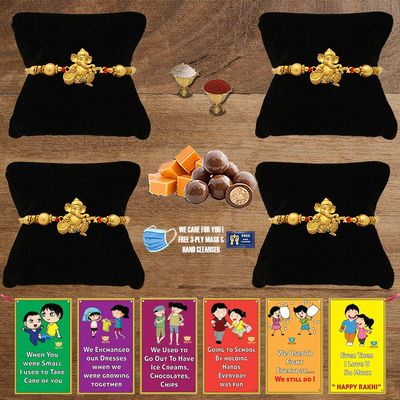 BOGATCHI A4Aa-6 Rakhi for Brother with Chocolate, Rakhi Set of 4, Premium Rakhi Set of 4 with Chocolates, 4 Rakhi Combo, Rakhi for Brother Combo , 50g