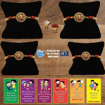 BOGATCHI D4Db-10 Rakhi for Brother with Chocolate, Rakhi Set of 4, Premium Rakhi Set of 4 with Chocolates, 4 Rakhi Combo, Rakhi for Brother Combo , 50g