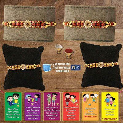 BOGATCHI E4Ea-5 Rakhi for Brother with Chocolate, Rakhi Set of 4, Premium Rakhi Set of 4 with Chocolates, 4 Rakhi Combo, Rakhi for Brother Combo , 50g