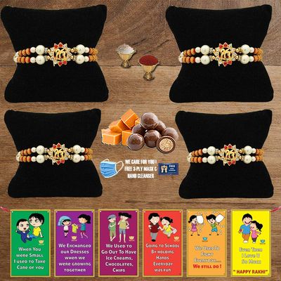 BOGATCHI A4Ab-6 Rakhi for Brother with Chocolate, Rakhi Set of 4, Premium Rakhi Set of 4 with Chocolates, 4 Rakhi Combo, Rakhi for Brother Combo , 50g