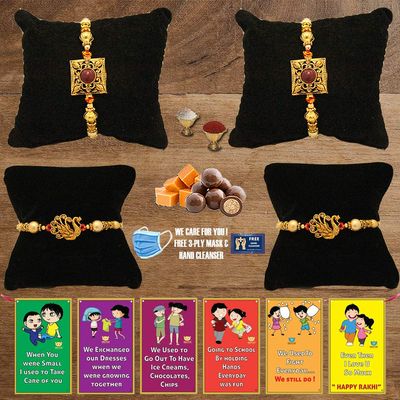 BOGATCHI C4Cb-3 Rakhi for Brother with Chocolate, Rakhi Set of 4, Premium Rakhi Set of 4 with Chocolates, 4 Rakhi Combo, Rakhi for Brother Combo , 50g