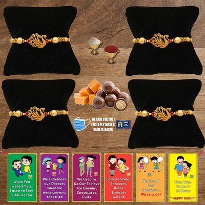 BOGATCHI A4Aa-21 Rakhi for Brother with Chocolate, Rakhi Set of 4, Premium Rakhi Set of 4 with Chocolates, 4 Rakhi Combo, Rakhi for Brother Combo , 50g