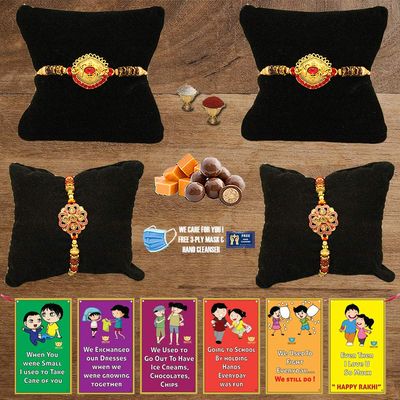 BOGATCHI B4Ba-6 Rakhi for Brother with Chocolate, Rakhi Set of 4, Premium Rakhi Set of 4 with Chocolates, 4 Rakhi Combo, Rakhi for Brother Combo , 50g