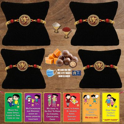 BOGATCHI A4Ab-10 Rakhi for Brother with Chocolate, Rakhi Set of 4, Premium Rakhi Set of 4 with Chocolates, 4 Rakhi Combo, Rakhi for Brother Combo , 50g