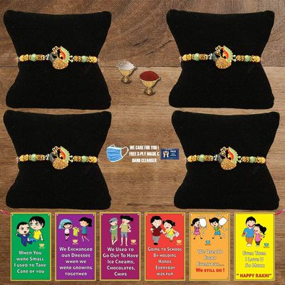 BOGATCHI D4Db-8 Rakhi for Brother with Chocolate, Rakhi Set of 4, Premium Rakhi Set of 4 with Chocolates, 4 Rakhi Combo, Rakhi for Brother Combo , 50g