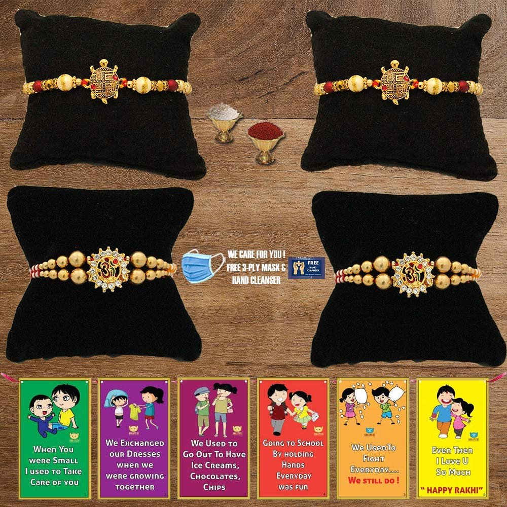 BOGATCHI D4Da-11 Rakhi for Brother with Chocolate, Rakhi Set of 4, Premium Rakhi Set of 4 with Chocolates, 4 Rakhi Combo, Rakhi for Brother Combo , 50g
