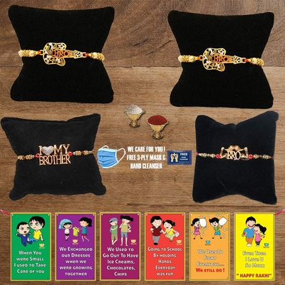 BOGATCHI F4Fb-5 Rakhi for Brother with Chocolate, Rakhi Set of 4, Premium Rakhi Set of 4 with Chocolates, 4 Rakhi Combo, Rakhi for Brother Combo , 50g