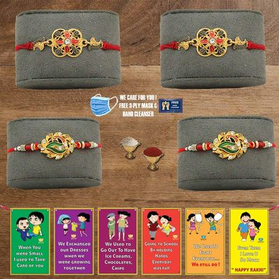BOGATCHI F4Fb-9 Rakhi for Brother with Chocolate, Rakhi Set of 4, Premium Rakhi Set of 4 with Chocolates, 4 Rakhi Combo, Rakhi for Brother Combo , 50g
