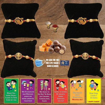 BOGATCHI B4Bb-11 Rakhi for Brother with Chocolate, Rakhi Set of 4, Premium Rakhi Set of 4 with Chocolates, 4 Rakhi Combo, Rakhi for Brother Combo , 50g