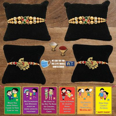 BOGATCHI F4Fa-8 Rakhi for Brother with Chocolate, Rakhi Set of 4, Premium Rakhi Set of 4 with Chocolates, 4 Rakhi Combo, Rakhi for Brother Combo , 50g