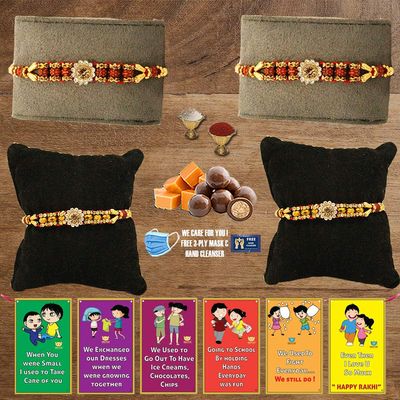 BOGATCHI B4Ba-8 Rakhi for Brother with Chocolate, Rakhi Set of 4, Premium Rakhi Set of 4 with Chocolates, 4 Rakhi Combo, Rakhi for Brother Combo , 50g