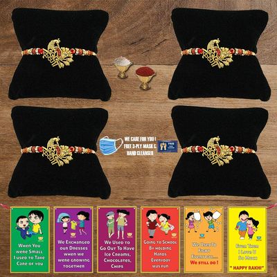 BOGATCHI D4Da-12 Rakhi for Brother with Chocolate, Rakhi Set of 4, Premium Rakhi Set of 4 with Chocolates, 4 Rakhi Combo, Rakhi for Brother Combo , 50g