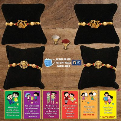 BOGATCHI E4Ea-2 Rakhi for Brother with Chocolate, Rakhi Set of 4, Premium Rakhi Set of 4 with Chocolates, 4 Rakhi Combo, Rakhi for Brother Combo , 50g