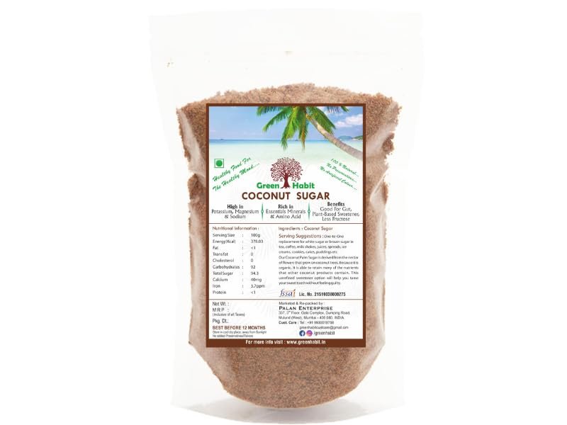 Green Habit Organic Coconut Sugar - Natural Sweetener (1kg) a.k.a Coconut Jaggery Powder