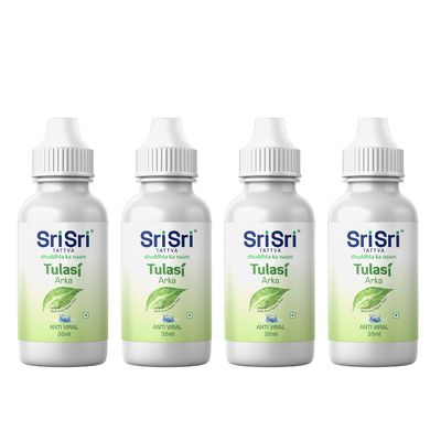 Sri Sri TATTVA shuddhta ka naam Tulasi Arka - Anti-Viral Drop - Natural Immunity Booster for Adults - 30ml (Pack of 4)