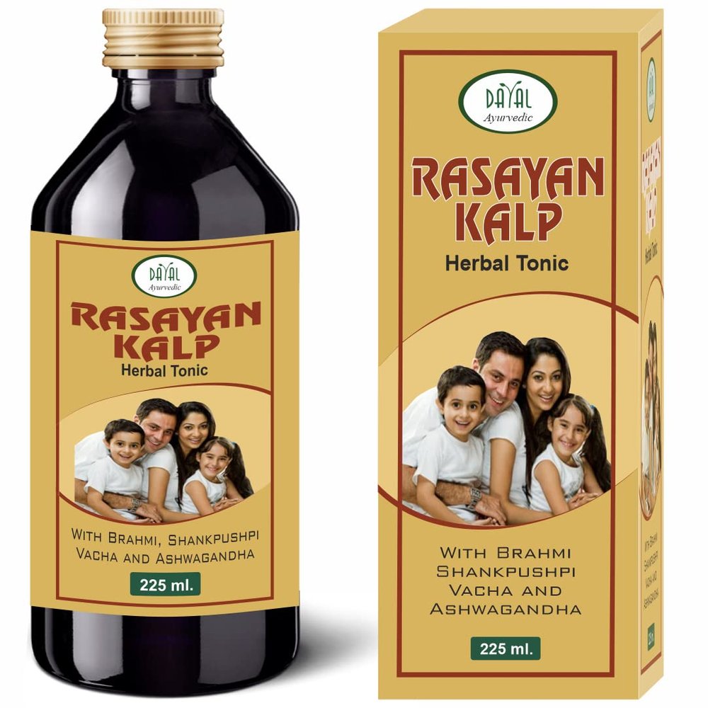 Dayal Ayurvedic Rasayan Kalp Brain Tonic With Brahmi, Shankhpushpi, Ashwagandha and Other 8 Herbs & Botanicals Pack Of 1(225ml X 1)