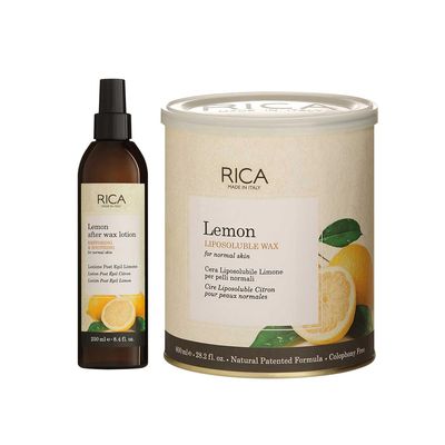 Rica Lemon Liposoluble Painless Hair Removal Wax For Men & Women, 800 ml & 1 After Wax Lotion | Quick & Easy Tan Removal Waxing for Normal Skin | Pack of 2