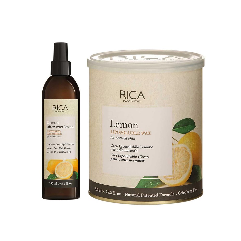 Rica Lemon Liposoluble Painless Hair Removal Wax For Men & Women, 800 ml & 1 After Wax Lotion | Quick & Easy Tan Removal Waxing for Normal Skin | Pack of 2