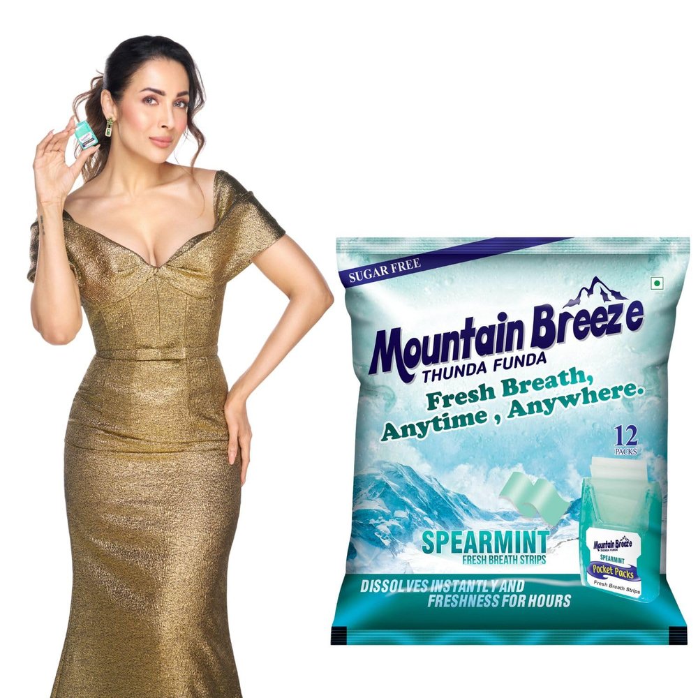 Mountain Breeze Mouth Freshner Sugar-Free Spearmint Fresh Breath Strips ( 18 Strips Each ) Pack of 12
