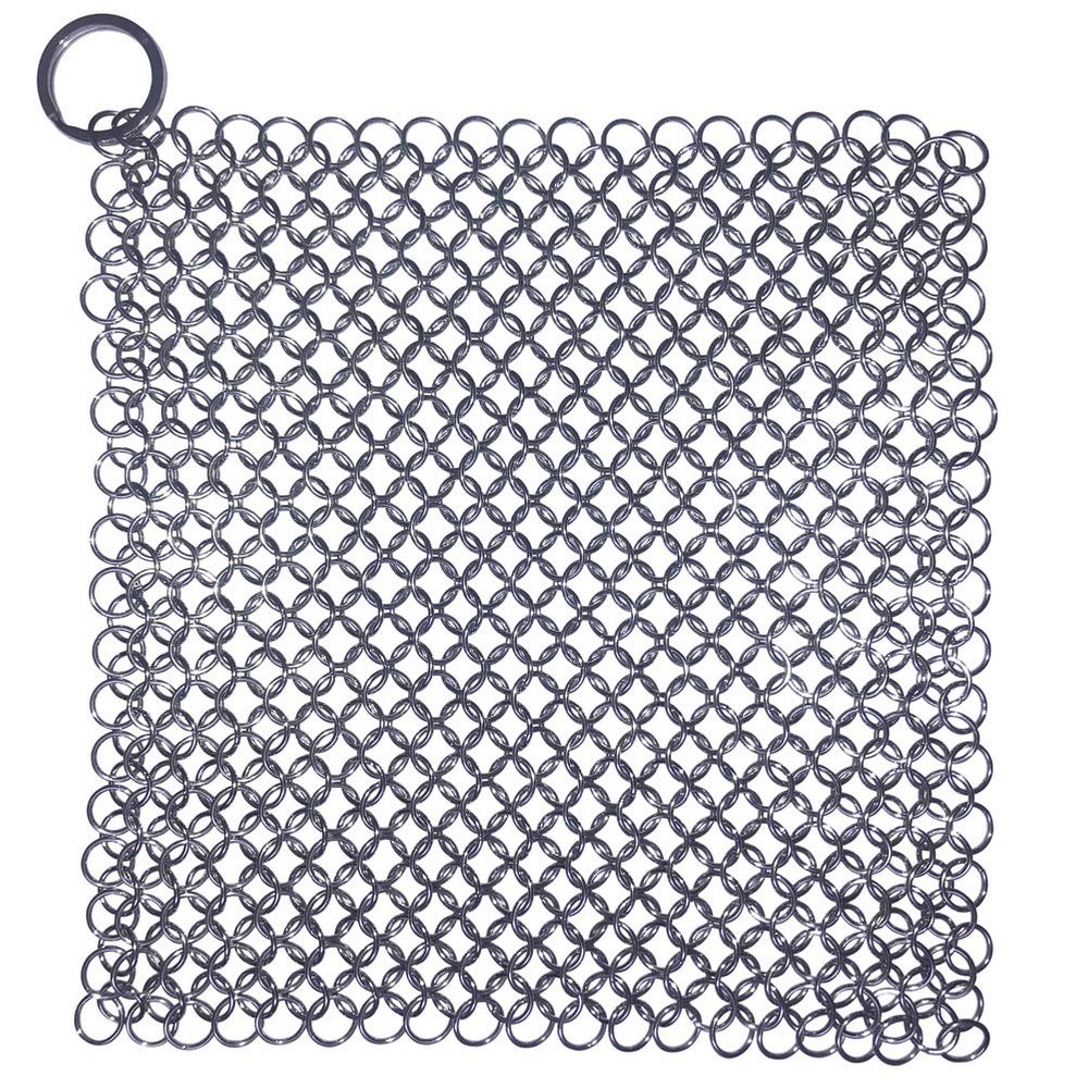 Cast Iron Cleaner, Premium 316 Stainless Steel Cast Iron Skillet Chainmail Scrubber for Cast Iron Pan Pre-Seasoned Pan Dutch Ovens Waffle Iron Pans Scraper Cast Iron Grill Frying Pan (7 Inch Square)