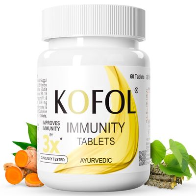 Kofol Immunity Tablet | Clinically Tested Ayurvedic Immunity Booster | Strengthens Immunity by 3X, Improves Respiratory Health by 6X & Protects Against Seasonal Infections  60 Tablets (Pack of 1)