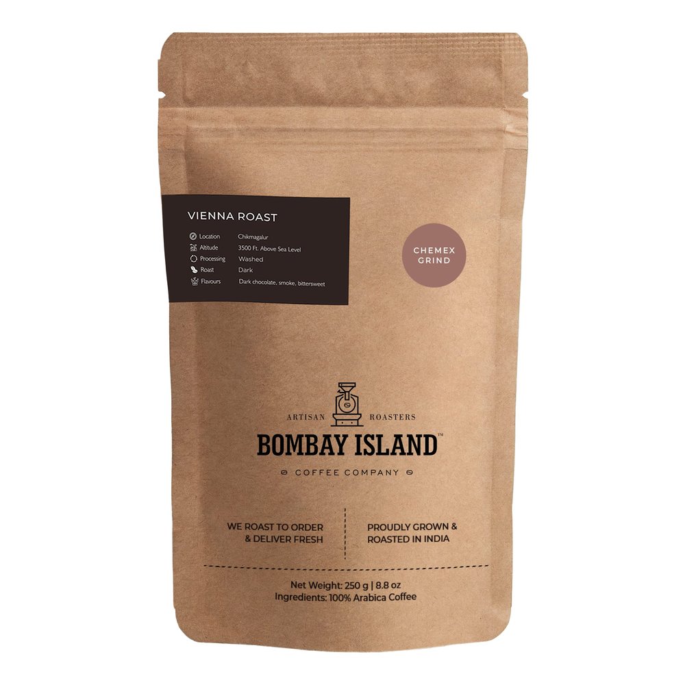 Bombay Island Coffee Vienna Roast | Dark Roast | Freshly Roasted 100% Arabica Coffee | 250 Gm | Chemex Grind