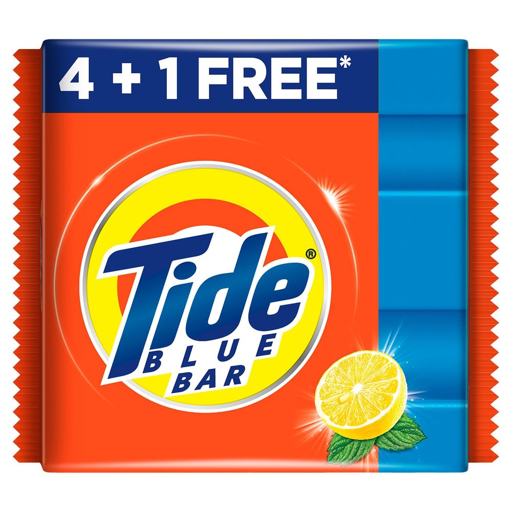 Tide Blue Detergent Bar Soap, Value Pack 200 gms x 5