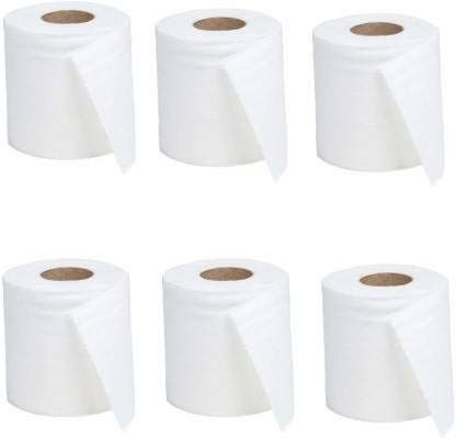 M's Solutions & Enterprises 2 Ply Toilet Tissue Paper/Tissue Roll for Bathroom| Pack of 6 Paper tissue rolls (10 x 10) (300 Sheet per Roll)