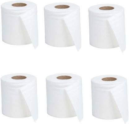 M's Solutions & Enterprises 2 Ply Toilet Tissue Paper/Tissue Roll for Bathroom| Pack of 6 Paper tissue rolls (10 x 10) (300 Sheet per Roll)